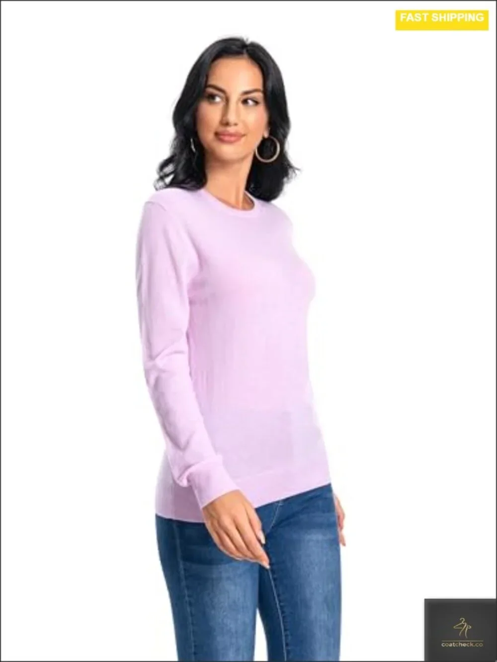 100% Pure Cashmere Long Sleeve Crew Neck Sweater Pullover